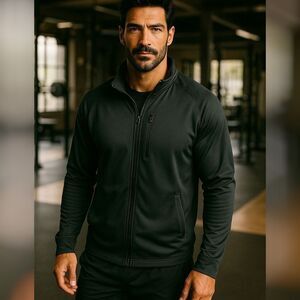 NWT $104 Joseph Abboud Men XXL Zip Jacket Black Minimalist Performance Stretch